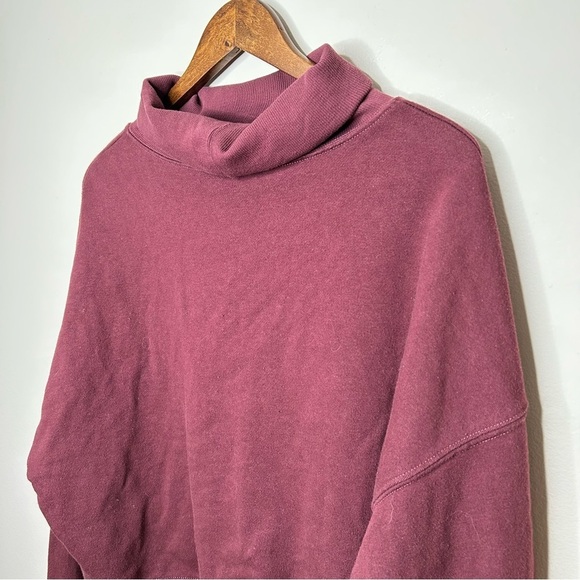 Z Supply Oversized Sweatshirt Mock Turtleneck Relaxed Fit Maroon Large - Picture 7 of 9